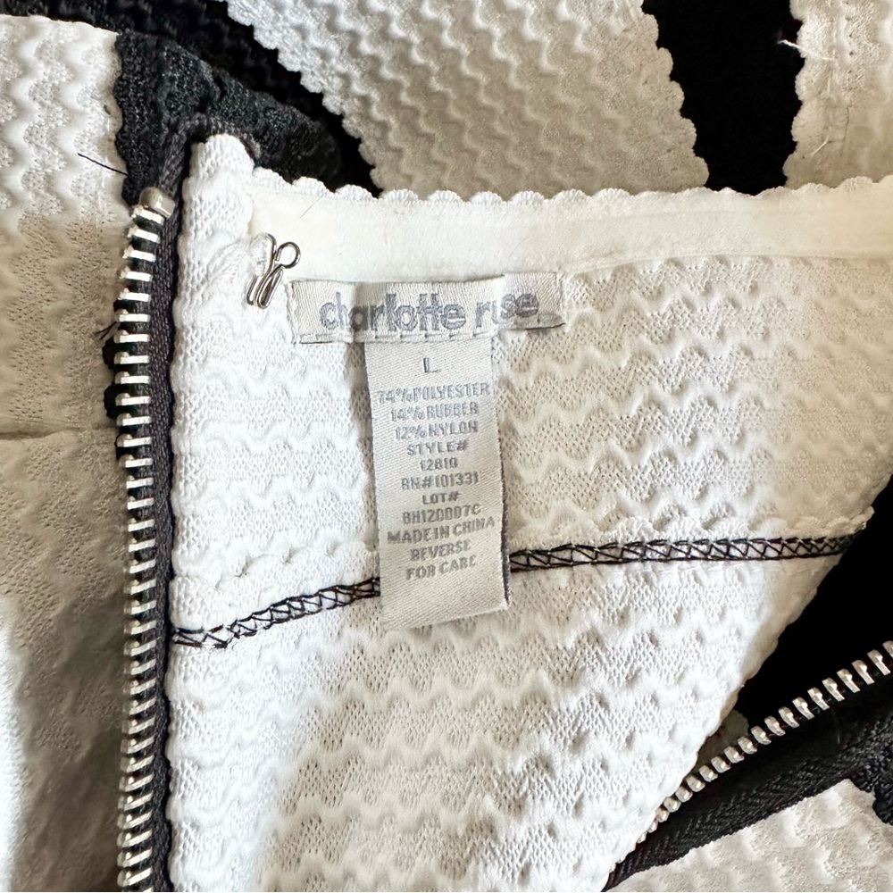 CHARLOTTE RUSSE Strapless Sweetheart Black/White A-Line Mini Dress Women's Large - Picture 7 of 7